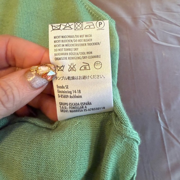 NWOT Escada Green Wool/Cashmere/Silk Blend Sleeveless Sweater Size 42/Large - Picture 3 of 12